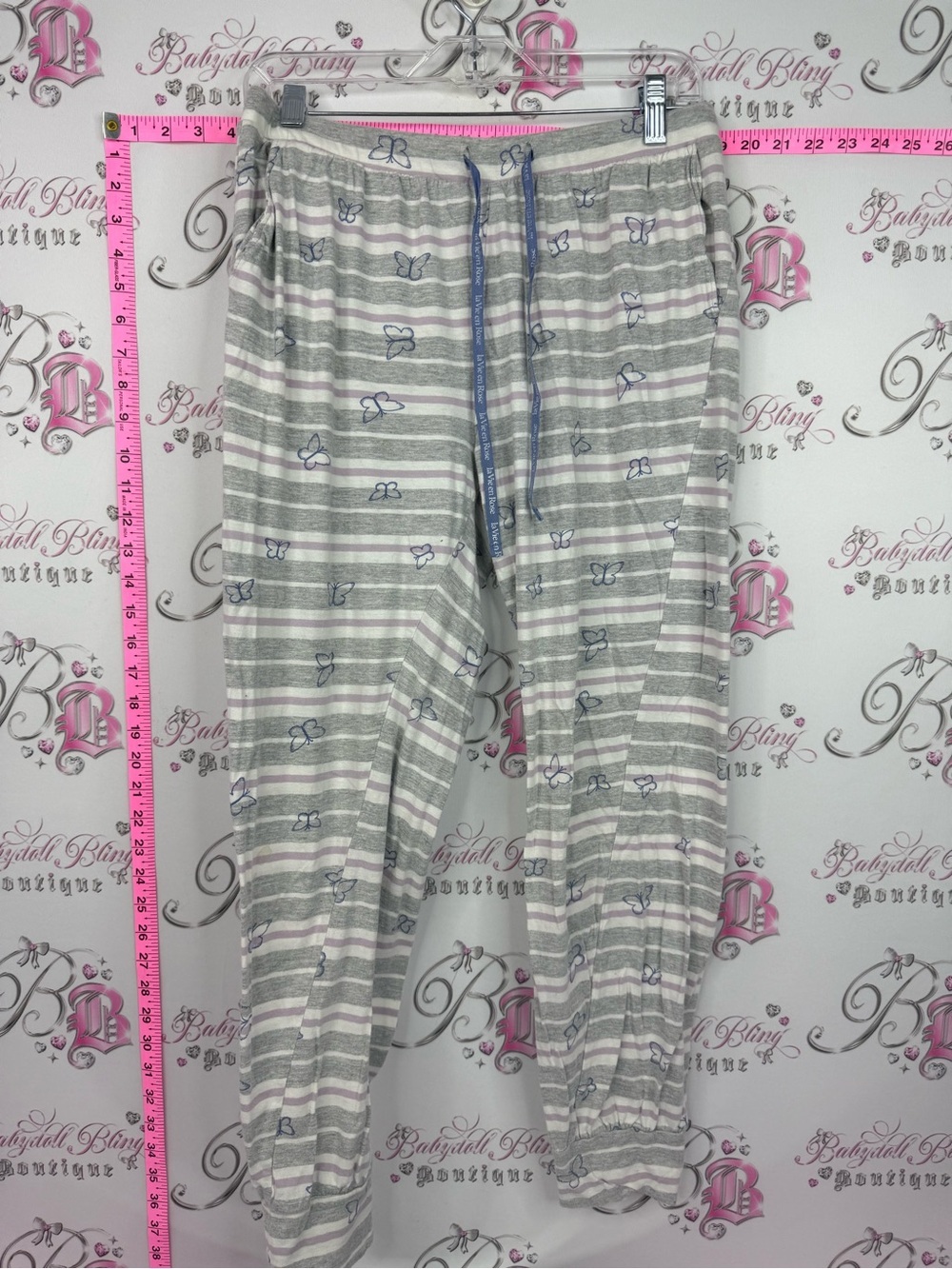 La Vie En Rose Gray, White & Light Purple Striped Lounge Pants